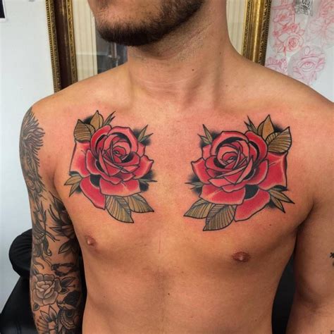 rosas en el pecho hombre|Mejores Tatuajes de Rosas para Hombres 2024